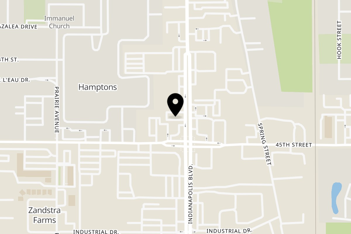Map showing the location of Kui Korean BBQ on 9628 Indianapolis Blvd in Highland
